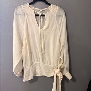 Skaist Taylor 100% Silk Chiffon Sheer Cream Blouse Small